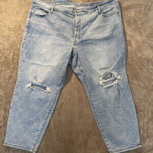 Old Navy Jeans Womens Sz 28 OG Straight High Rise Extra Stretch Ripped Light